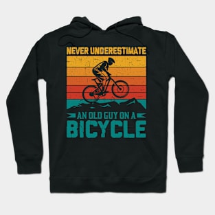 Retro Never Underestimate An Old Guy On A Bicycle Funny Mountain Bike Shirts For Men Hoodie